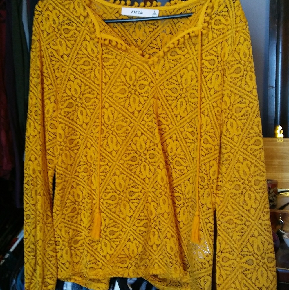 Dark yellow lace blouse NWOT
